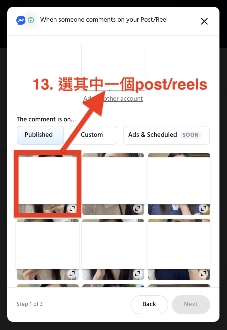 Step 13 FB揀post/reel